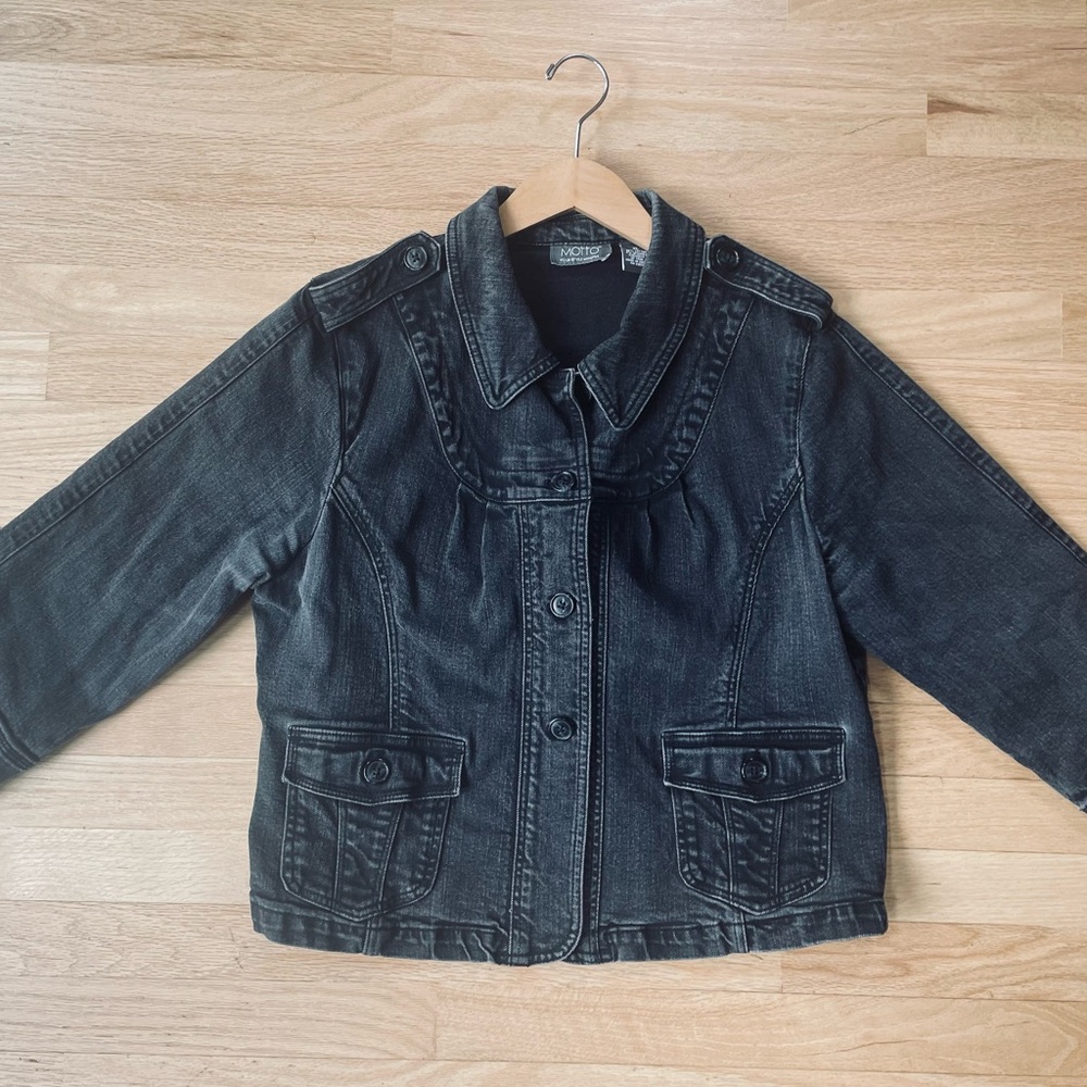 Motto Gray Black Jean Jacket Size XL In Excellent Condition